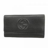 【5ie5969-h】グッチ 長財布 インターロッキングG 598206 レザー ブラック シャンパンゴールド金具【中古】レディース