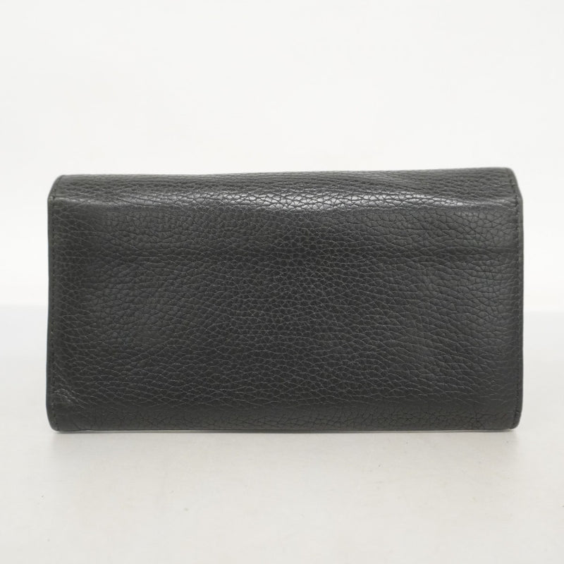 【5ie5969-h】グッチ 長財布 インターロッキングG 598206 レザー ブラック シャンパンゴールド金具【中古】レディース