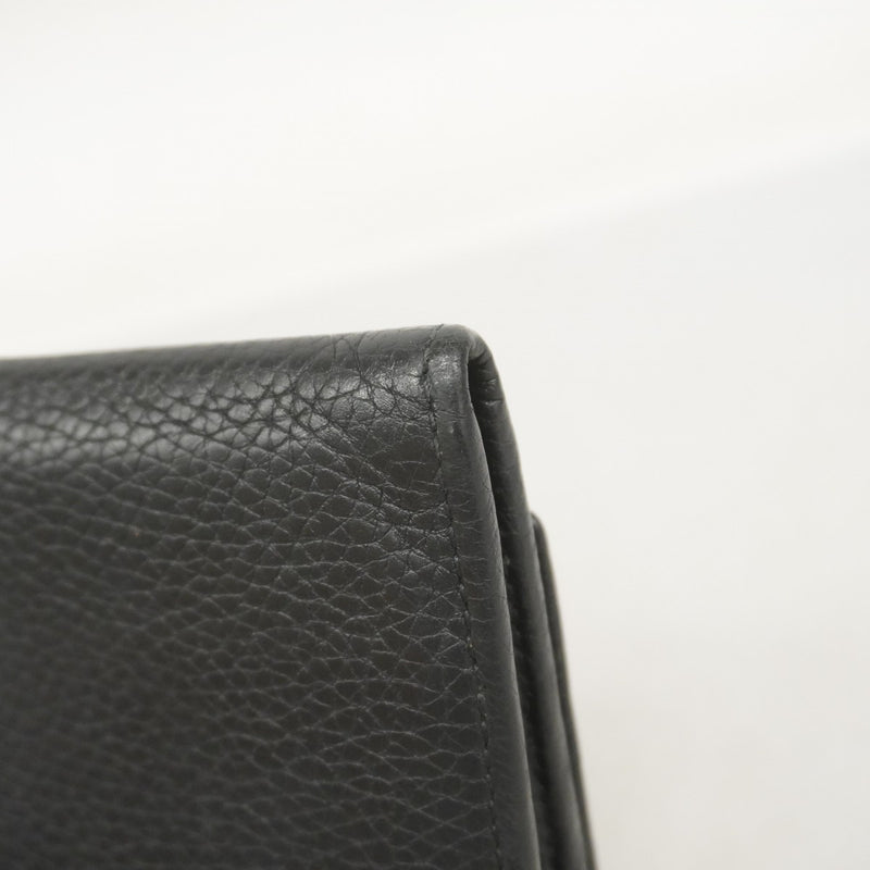 【5ie5969-h】グッチ 長財布 インターロッキングG 598206 レザー ブラック シャンパンゴールド金具【中古】レディース