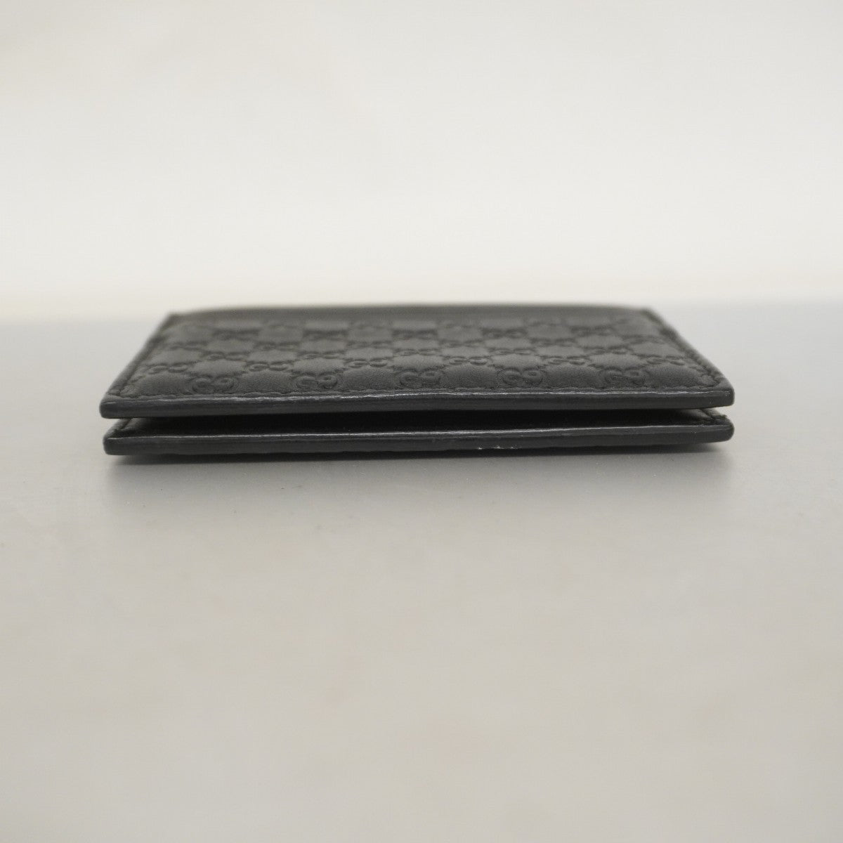 【5ie5970-h】グッチ カードケース マイクログッチシマ 352365 レザー ブラック シャンパンゴールド金具【中古】メンズ レディース ユニセックス
