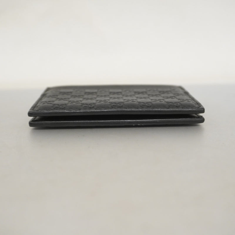 【5ie5970-h】グッチ カードケース マイクログッチシマ 352365 レザー ブラック シャンパンゴールド金具【中古】メンズ レディース ユニセックス