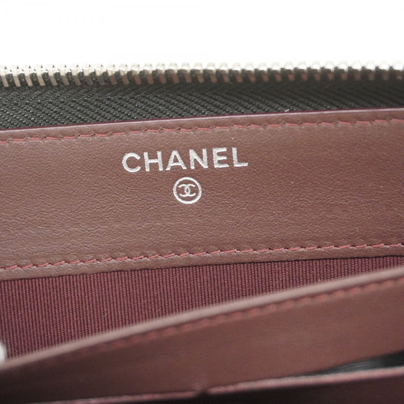 【5ie5971-h】シャネル 長財布 Vステッチ キャビアスキン ブラック シルバー金具【中古】レディース