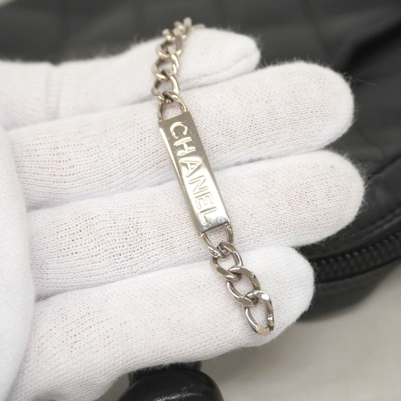 【5ie5973-h】シャネル ショルダーバッグ カンボン ラムスキン ブラック ホワイト シルバー金具【中古】レディース