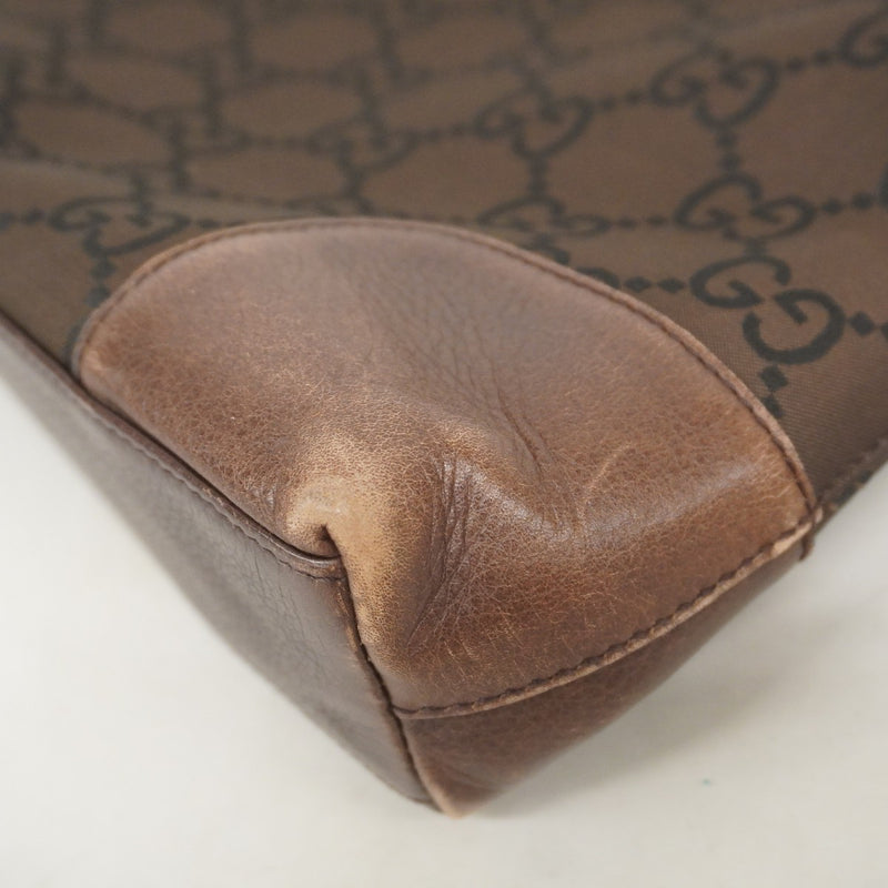 【5ie6003-h】グッチ ショルダーバッグ 143745 ナイロンキャンバス ブラウン シルバー金具【中古】レディース