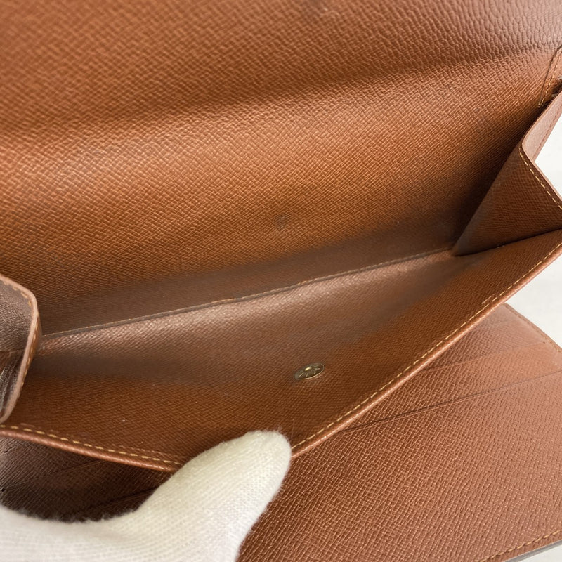 【5ie6013-h】ルイヴィトン 三つ折り長財布 モノグラム ポルトトレゾール インターナショナル M61215 ブラウン【中古】メンズ レディース ユニセックス