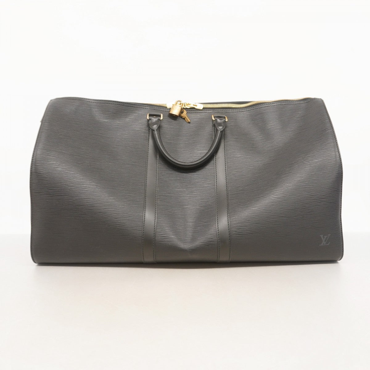 【美品】LOUIS VUITTON キーポル55 エピ ブラック ノアール ルイヴィトンエピキーポル55ボストンバッグノワール黒8901