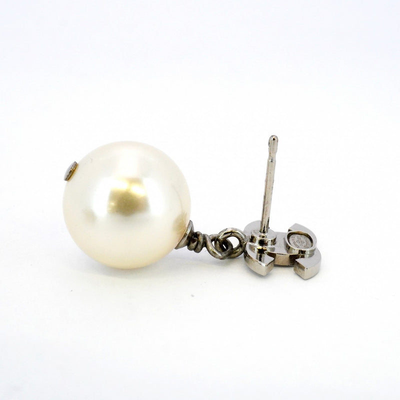 【5jgb0374】シャネル ピアス ココマーク メタル フェイクパール ラインストーン シルバー【中古】レディース