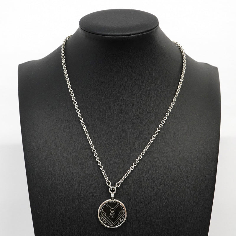 【5jgb0412】エルメス ネックレス メダイユ メタル シルバー ブラック【中古】メンズ レディース ユニセックス