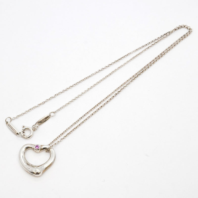 【5jgb0444】ティファニー ネックレス オープンハート シルバー925 ピンクサファイア【中古】レディース