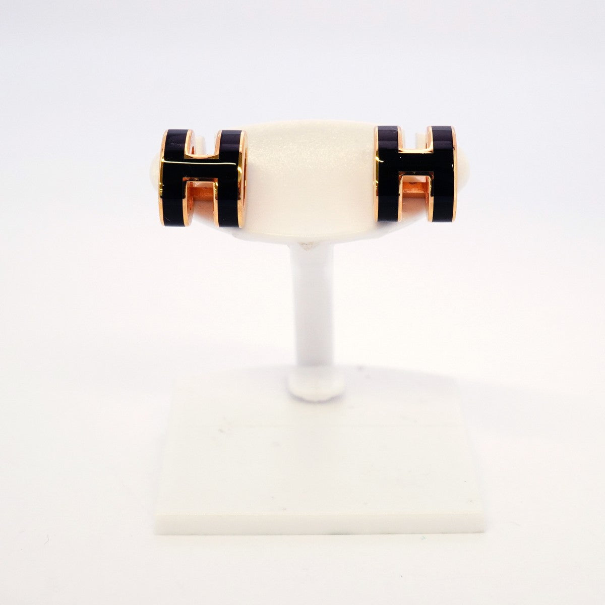 【5jgb0495】エルメス ピアス ポップアッシュ ミニ GPメッキ ブラック ピンクゴールド【中古】レディース