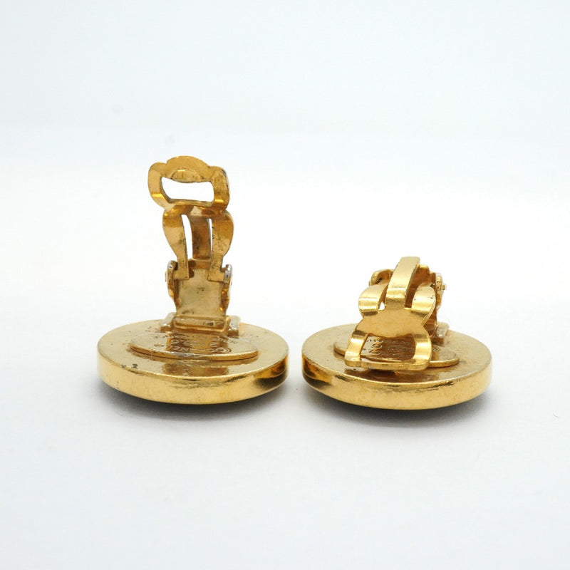 ★SALE【5jgb0499】シャネル イヤリング ヴィンテージ ココマーク 丸型 サークル GPメッキ ゴールド ブラック【中古】レディース