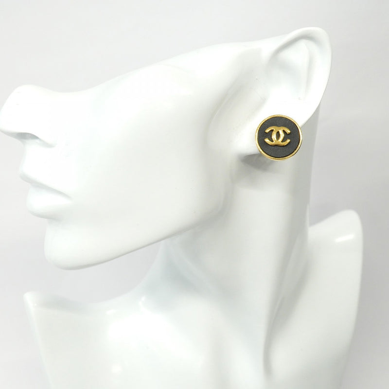 ★SALE【5jgb0499】シャネル イヤリング ヴィンテージ ココマーク 丸型 サークル GPメッキ ゴールド ブラック【中古】レディース
