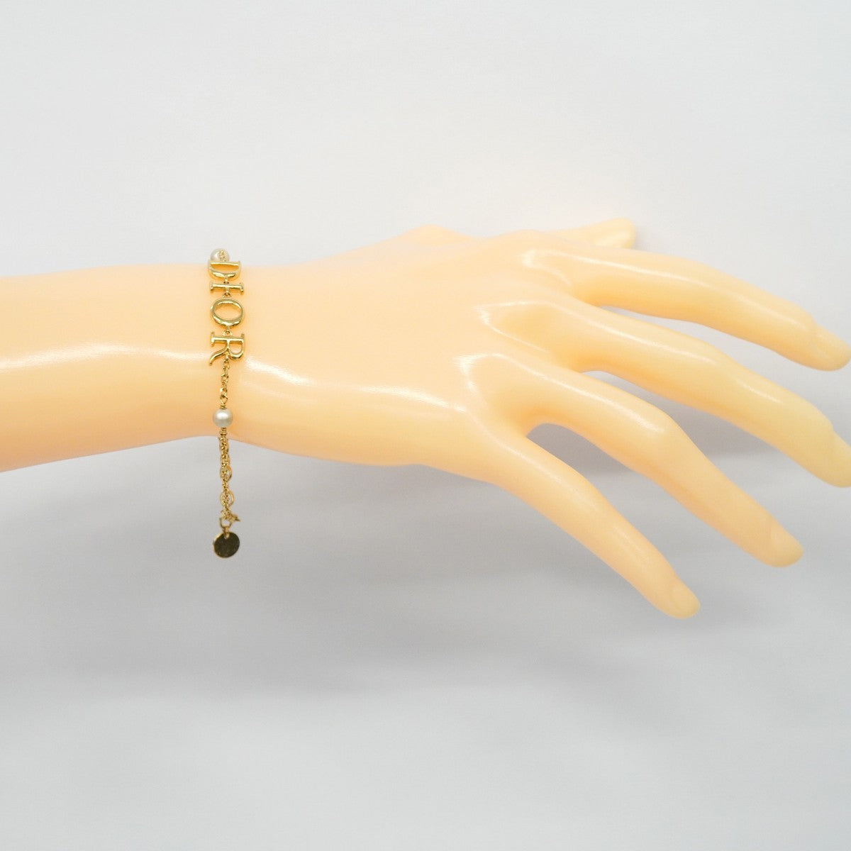 ★SALE【5jgb0500】クリスチャンディオール ブレスレット ディオールロゴ GPメッキ フェイクパール ゴールド【中古】レディース