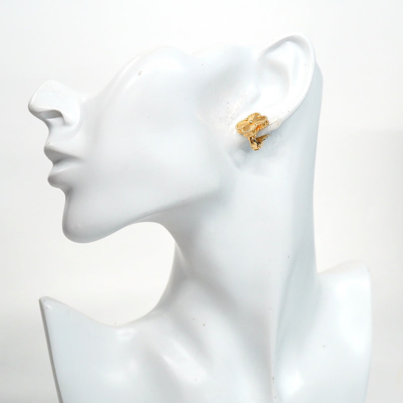 ★SALE【5jgb0618】ヴァンクリーフ＆アーペル ピアス ヴィンテージ アルハンブラ ギヨシェ K18YG イエローゴールド【中古】レディース