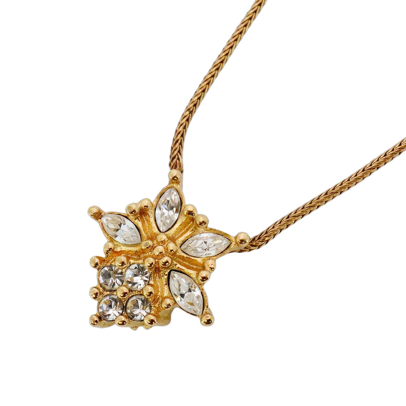 【極美品】クリスチャンディオール エンブレム ネックレス ラインストーン 金色 極美品 クリスチャンディオール ネックレス ラインストーン