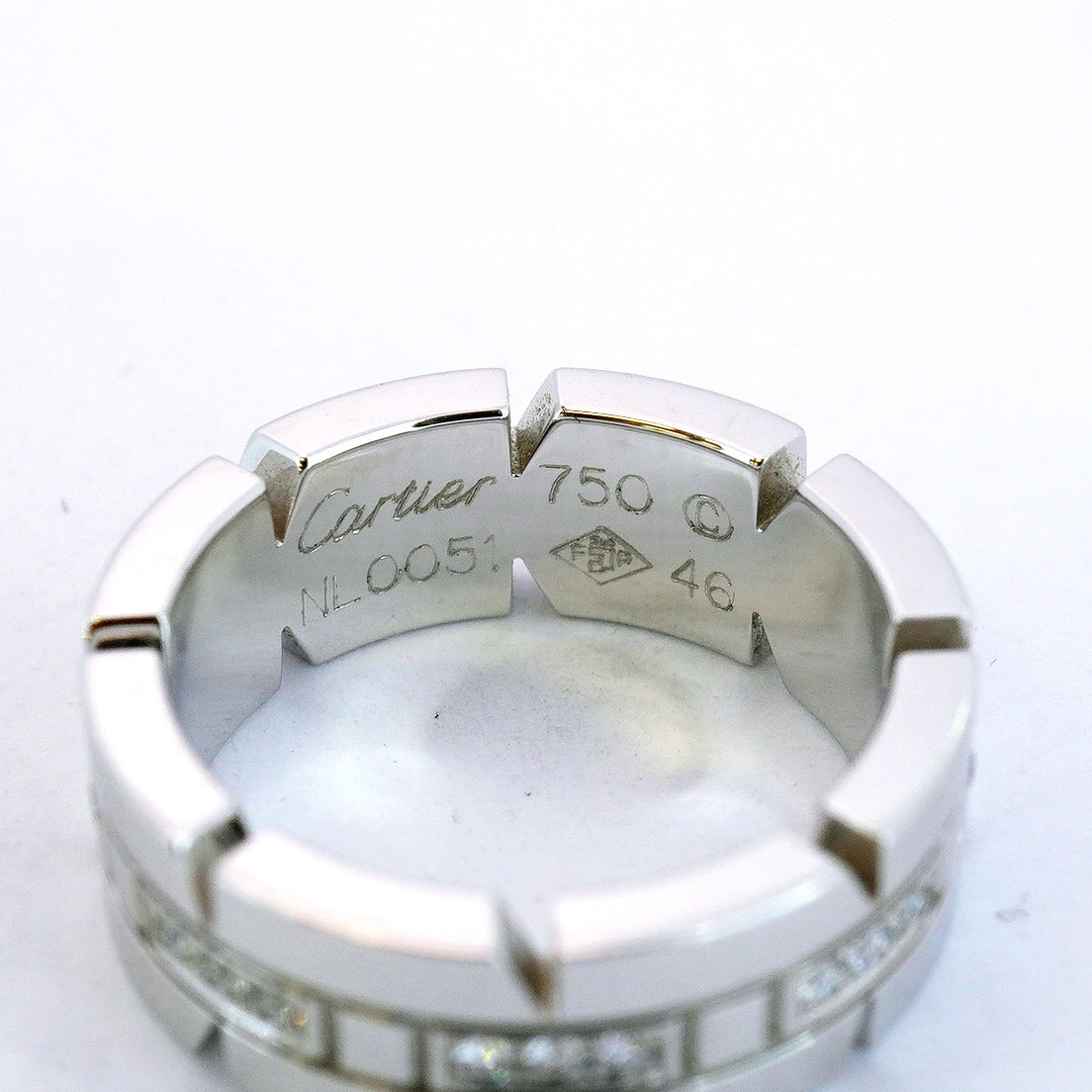 ★SALE【5jhb0221】カルティエ リング タンクフランセーズ K18WG ホワイトゴールド ダイヤモンド ＃46【中古】レディース