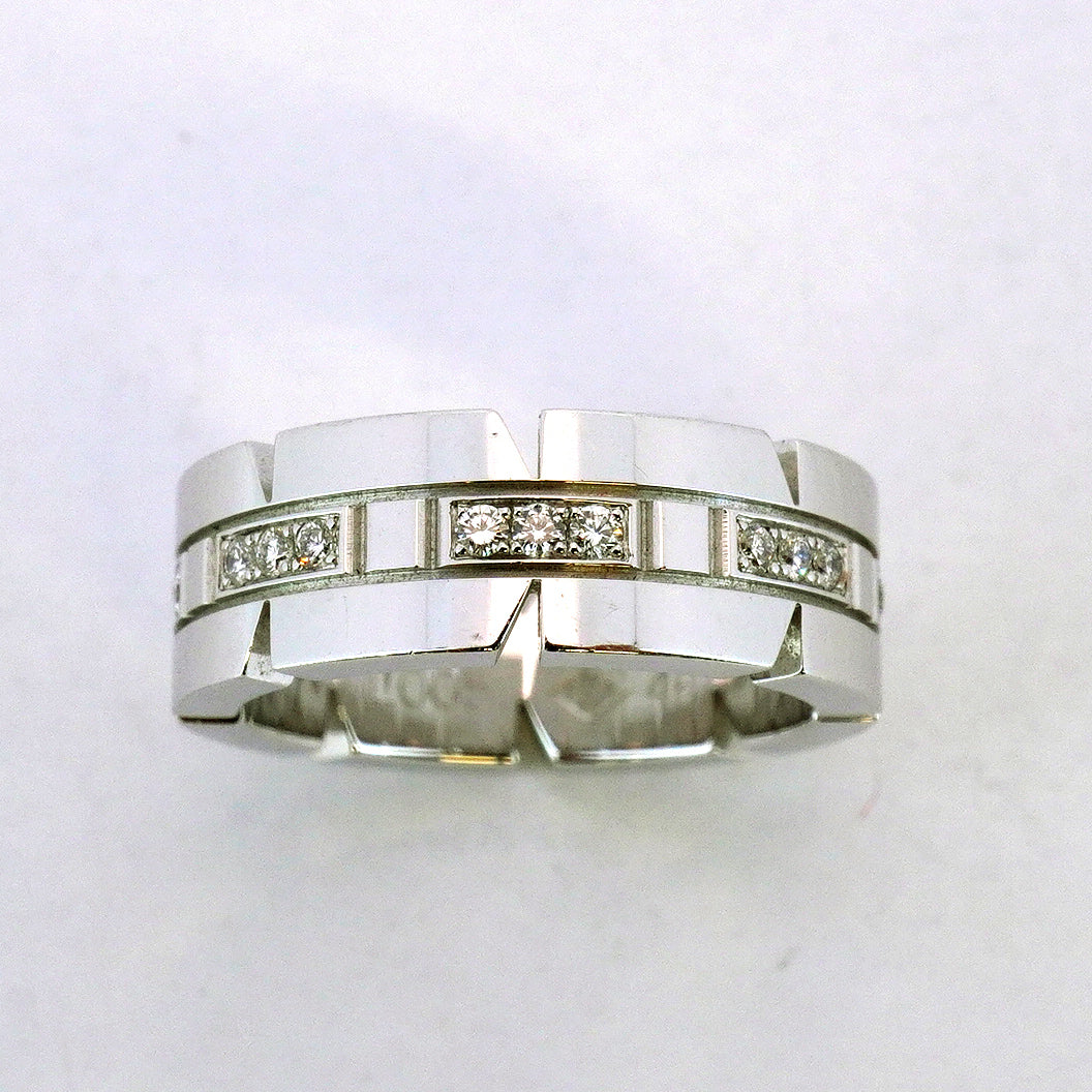 ★SALE【5jhb0221】カルティエ リング タンクフランセーズ K18WG ホワイトゴールド ダイヤモンド ＃46【中古】レディース