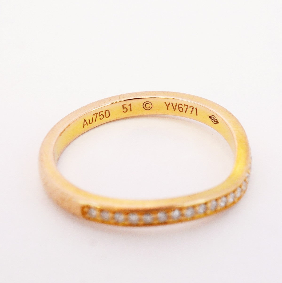 【5jhb0475】カルティエ リング バレリーナ ハーフエタニティ K18PG ピンクゴールド ダイヤモンド ＃51【中古】レディース
