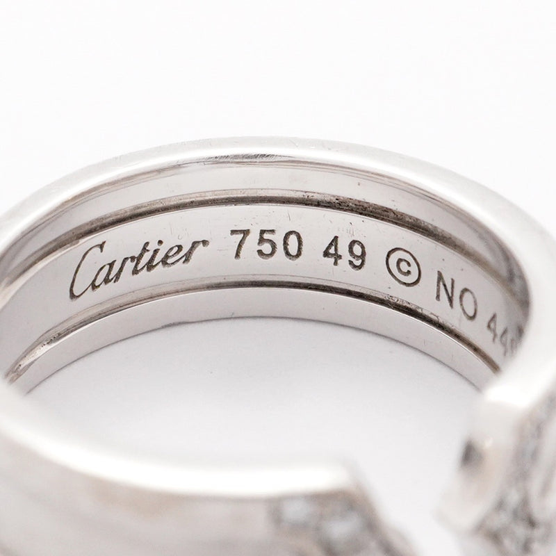 【5jhb0514】カルティエ リング C2 K18WG ホワイトゴールド ダイヤモンド ＃49【中古】レディース