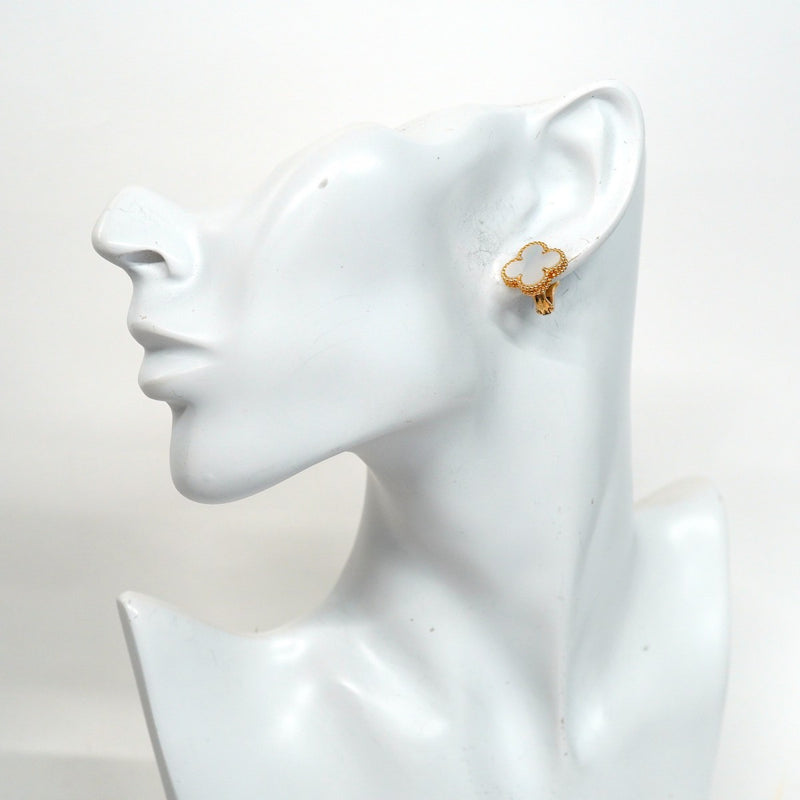 【5jhb0632】ヴァンクリーフ＆アーペル ピアス ヴィンテージ アルハンブラ K18YG イエローゴールド マザーオブパール【中古】レディース