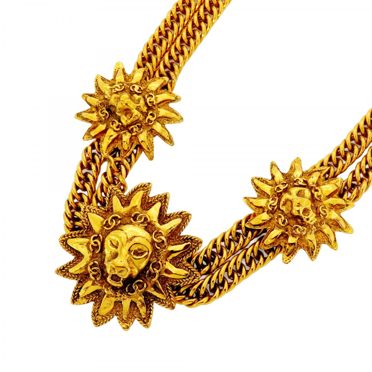 ★SALE【5jib0682】シャネル チョーカー ヴィンテージ ココマーク ライオンモチーフ GPメッキ ゴールド【中古】レディース