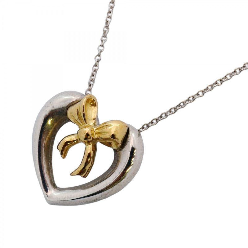 ティファニー　ハートリボンコンビネックレス　チェーン41.5㎝シルバー×ゴールド 5jib0752】ティファニー ネックレス ハート/リボン K18YG