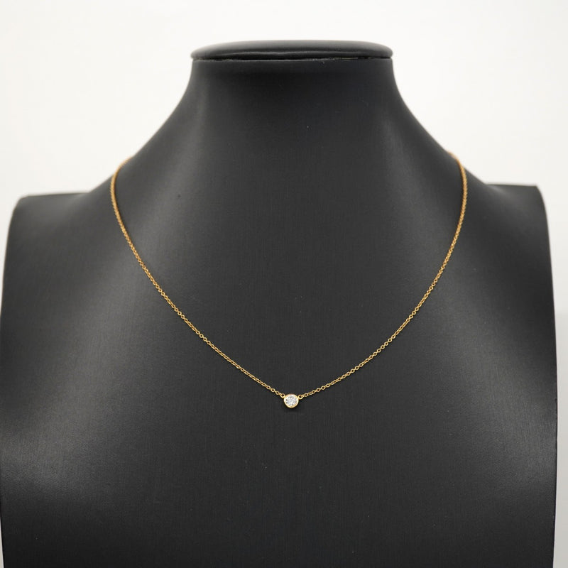 【5jmb0790】ティファニー ネックレス バイザヤード 1PD K18YG イエローゴールド ダイヤモンド 0.20ct【中古】レディース