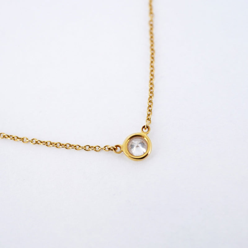 【5jmb0790】ティファニー ネックレス バイザヤード 1PD K18YG イエローゴールド ダイヤモンド 0.20ct【中古】レディース