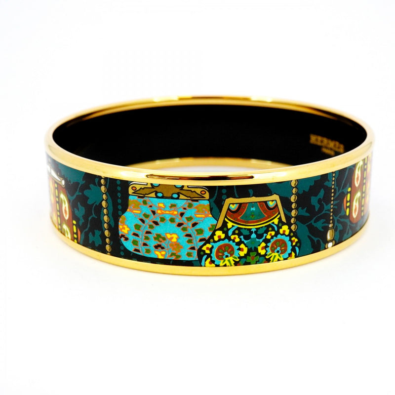 5job0159】エルメス バングル エマイユGM GPメッキ 七宝焼き ゴールド