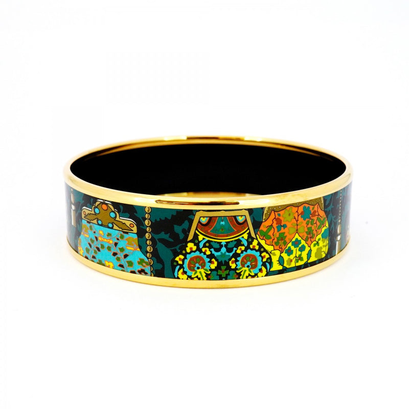 5job0159】エルメス バングル エマイユGM GPメッキ 七宝焼き ゴールド