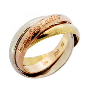 【5job0172】カルティエ リング トリニティ クラシックモデル K18YG イエローゴールド K18WG ホワイトゴールド K18PG ピンクゴールド ＃54【中古】レディース