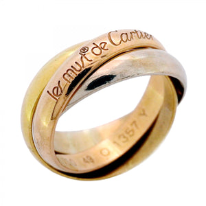 【5job0212】カルティエ リング トリニティ クラシックモデル K18YG イエローゴールド K18WG ホワイトゴールド K18PG ピンクゴールド ＃49【中古】レディース