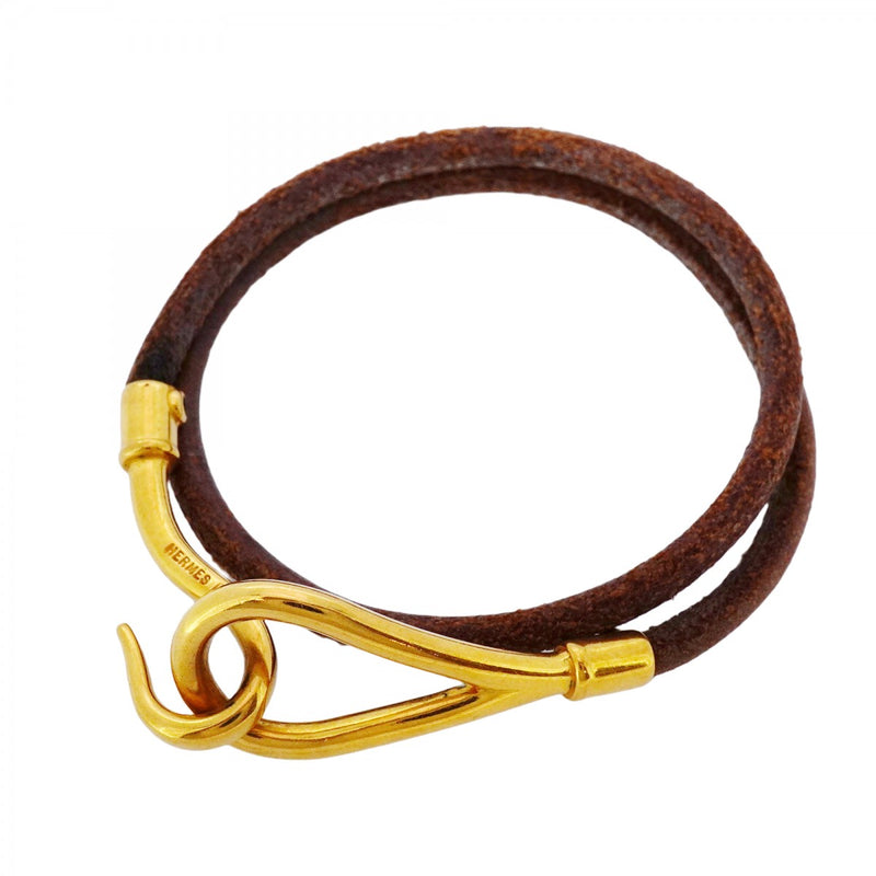 5job0514】エルメス ブレスレット ジャンボフック GPメッキ レザー