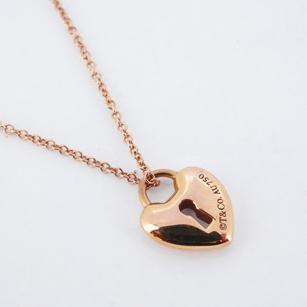 5job0661】ティファニー ネックレス ハートロック K18PG ピンク