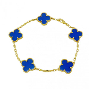 【5job0704】ヴァンクリーフ＆アーペル ブレスレット ヴィンテージ アルハンブラ 5モチーフ K18YG イエローゴールド ブルーアゲート【中古】レディース