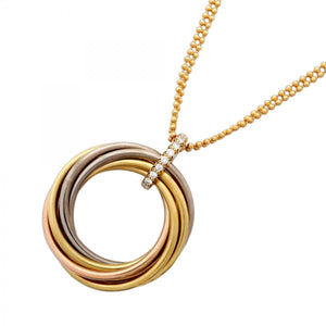 ★SALE【5job1116-2】カルティエ ネックレス トリニティ 7連 K18YG イエローゴールド K18WG ホワイトゴールド K18PG ピンクゴールド/ダイヤモンド【中古】レディース