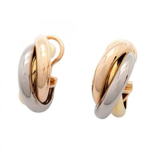 【5jpb0009】カルティエ イヤリング トリニティ K18YG イエローゴールド K18WG ホワイトゴールド K18PG ピンクゴールド【中古】レディース