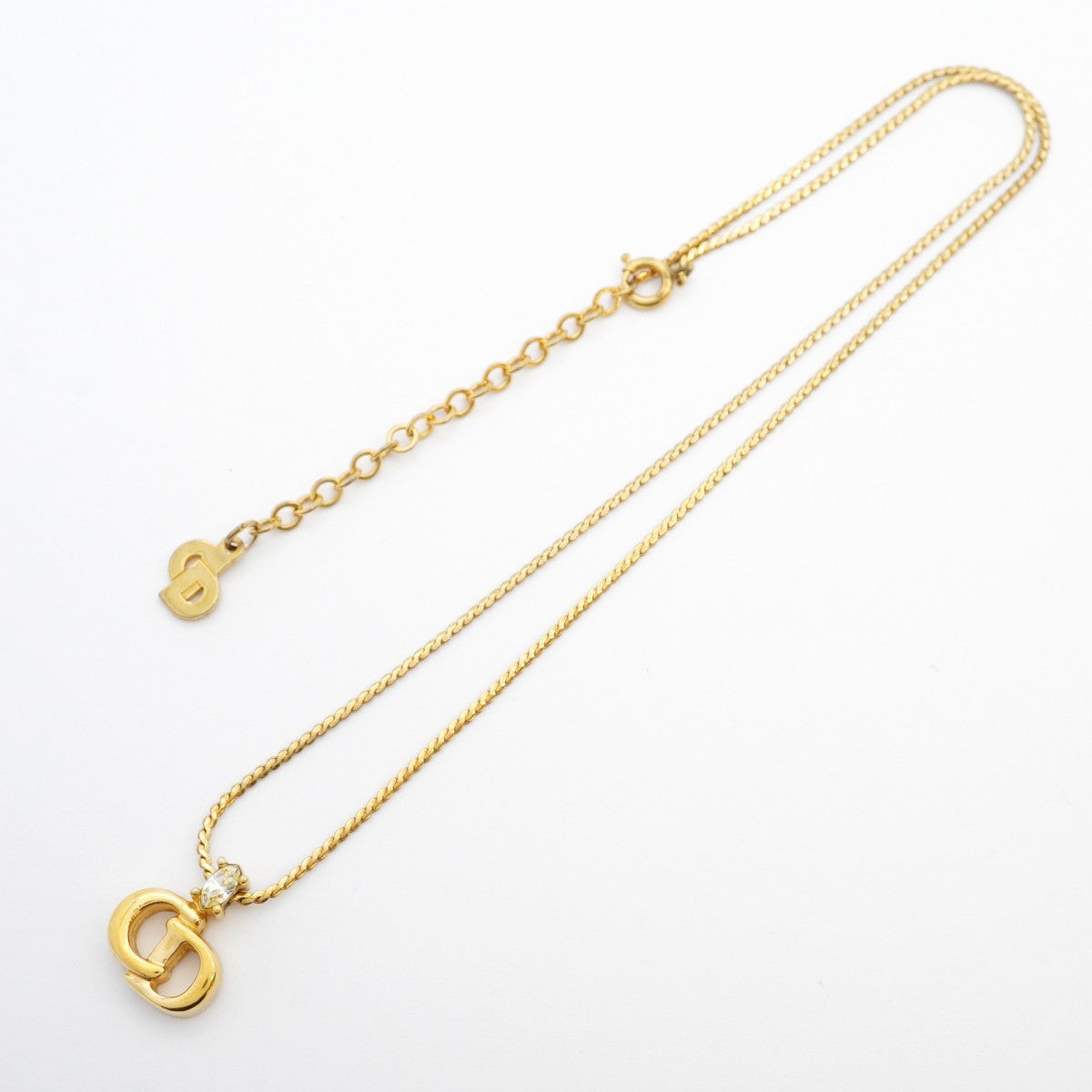 5jpb0041】クリスチャンディオール ネックレス CDロゴ GPメッキ ライン