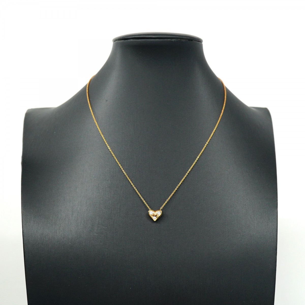 ノーブランド　ネックレス　イエローゴールド 5jpb0074】ティファニー ネックレス ドッツ ハート 3PD K18YG イエロー