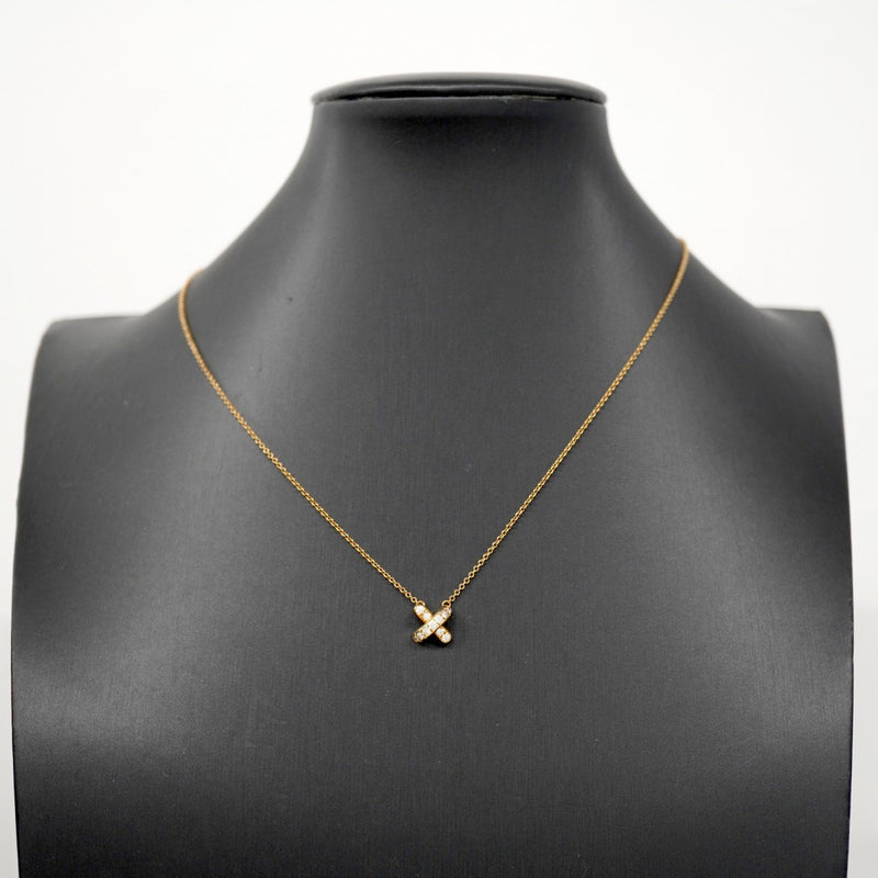 5jpb0332】ティファニー ネックレス クロスステッチ K18YG イエロー