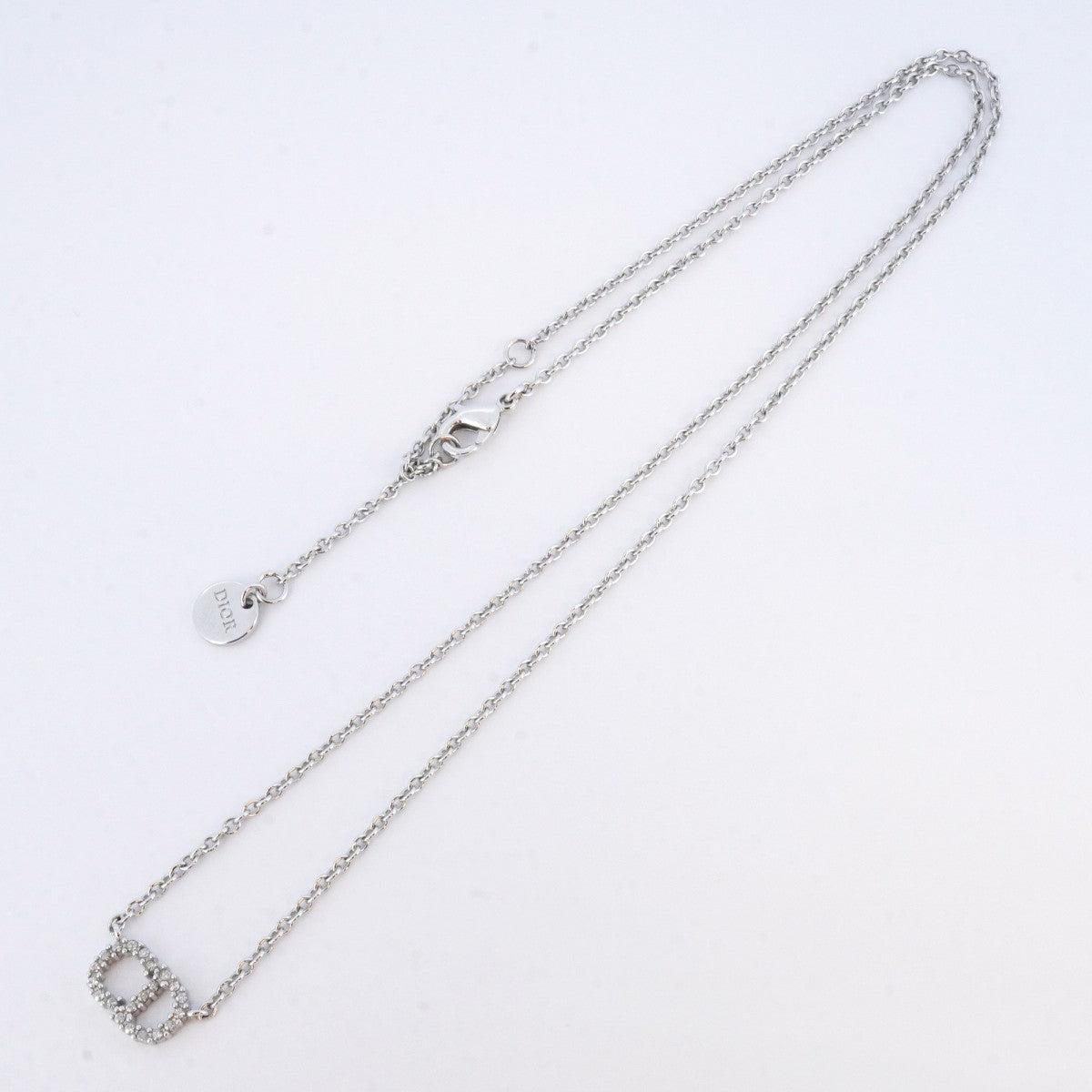 美品　クリスチャンディオール　ネックレス　メタル　ライトストーン　シルバー 美品 クリスチャンディオール ネックレス メタル ライトストーン