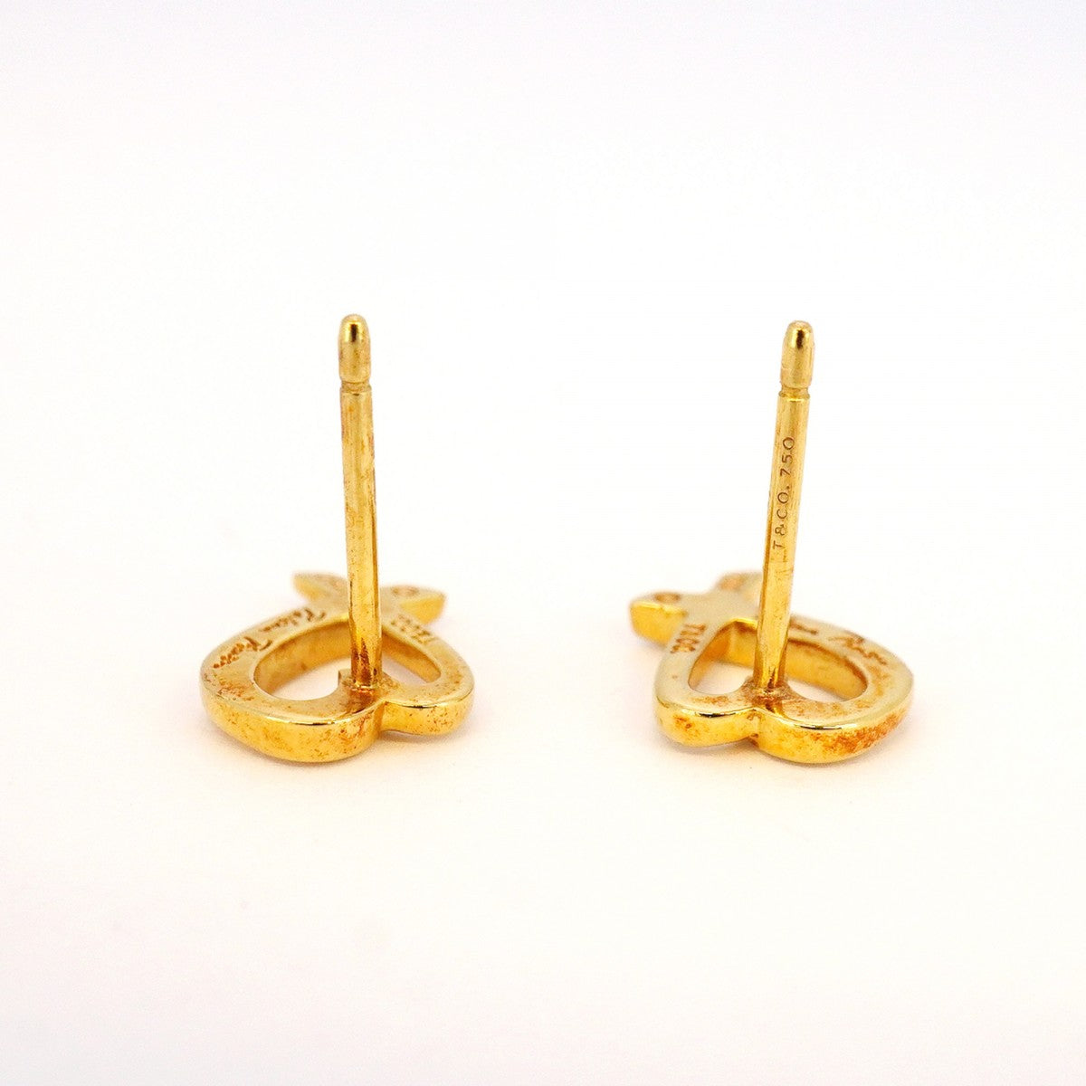 5jpb0382】ティファニー ピアス ラビングハート K18YG イエロー