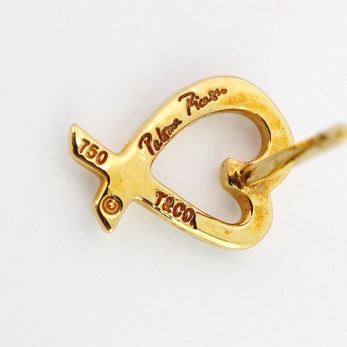 5jpb0382】ティファニー ピアス ラビングハート K18YG イエロー