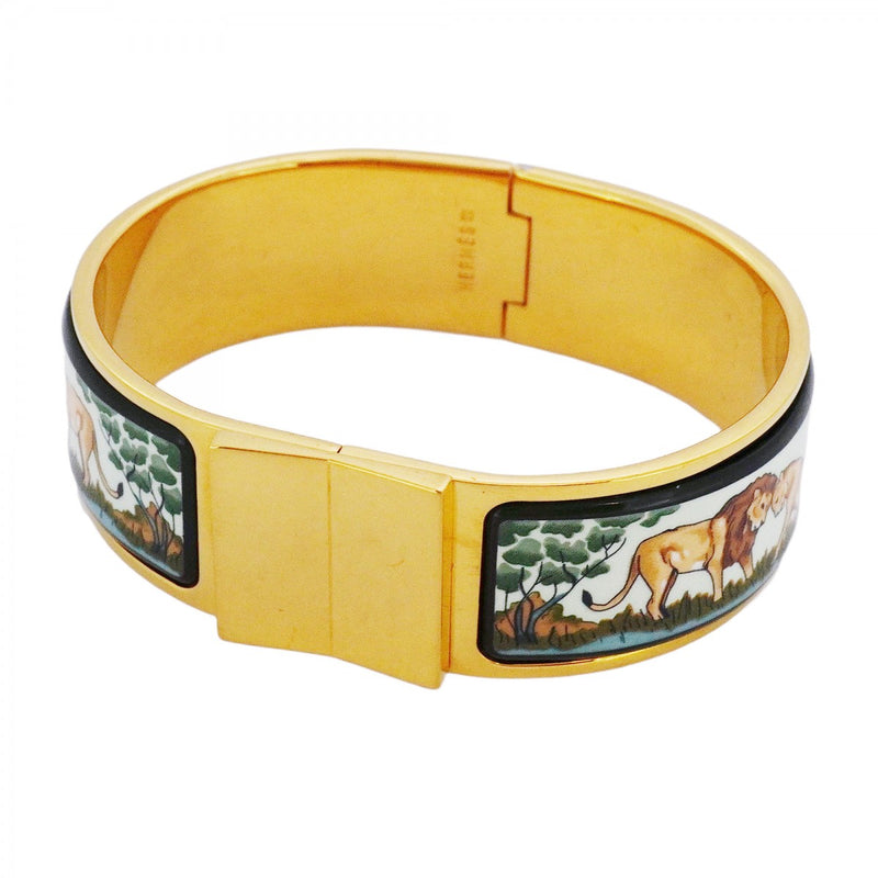 5jpb0397】エルメス バングル クリッククラックGM GPメッキ 七宝焼き