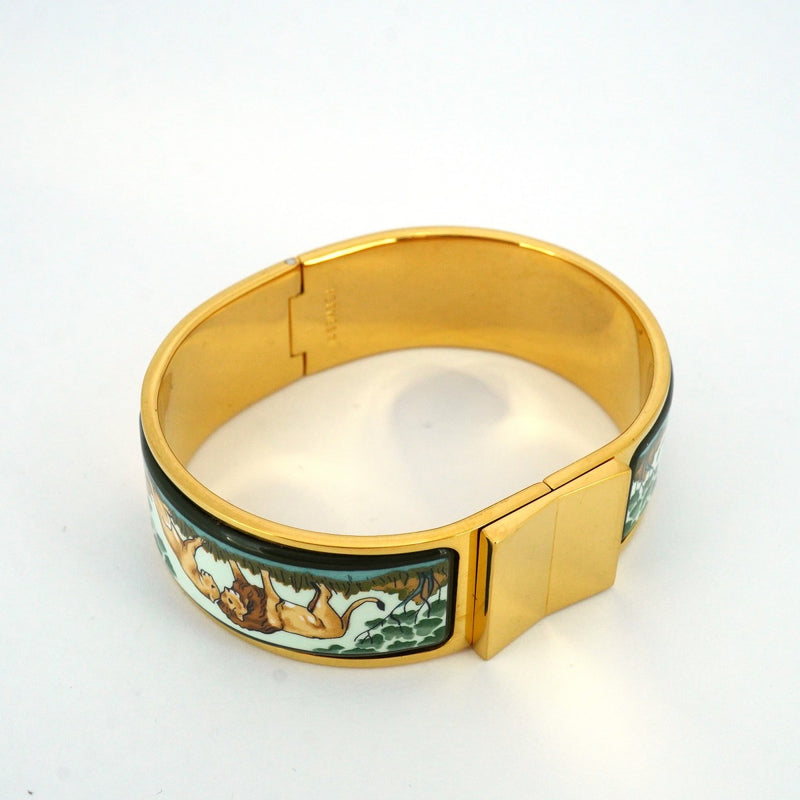 5jpb0397】エルメス バングル クリッククラックGM GPメッキ 七宝焼き