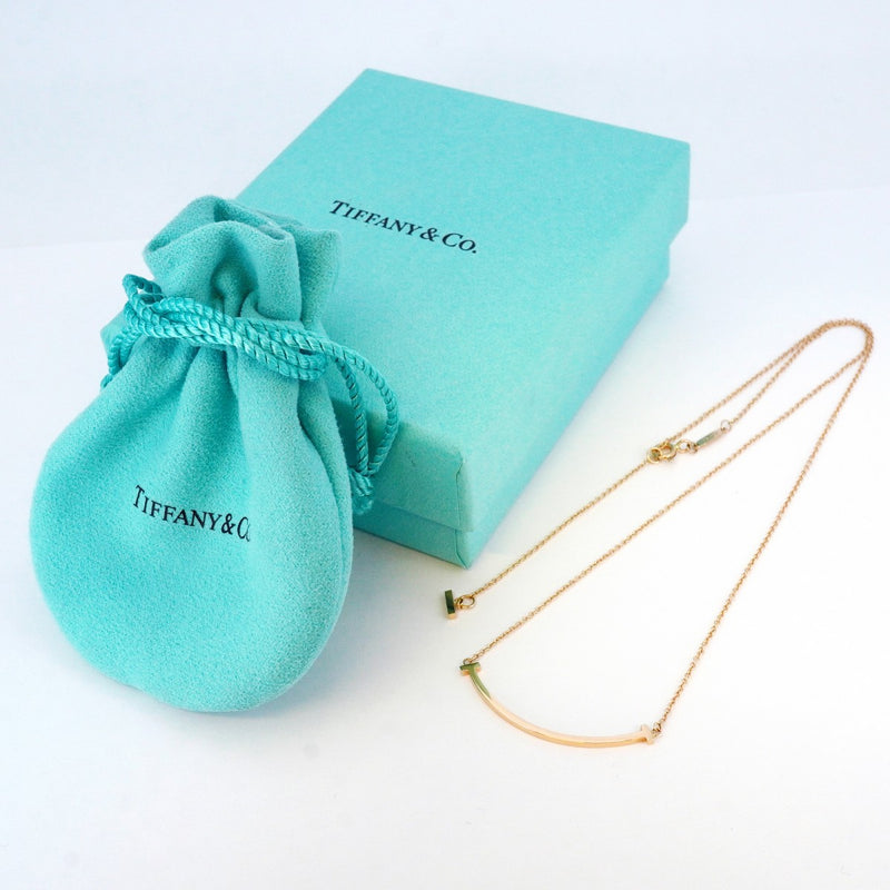 5jpb0425】ティファニー ネックレス Tスマイル スモール K18PG ピンク