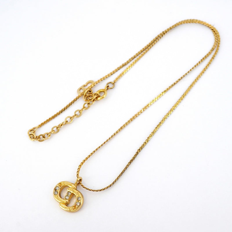 未使用級　ディオール　喜平　ネックレス　ラインストーン　ゴールド　金 Dior ロゴ ラインストーン 喜平 ネックレス