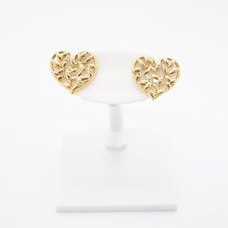 5jpb0468】ティファニー ピアス オリーブリーフ/ハート K18YG イエロー
