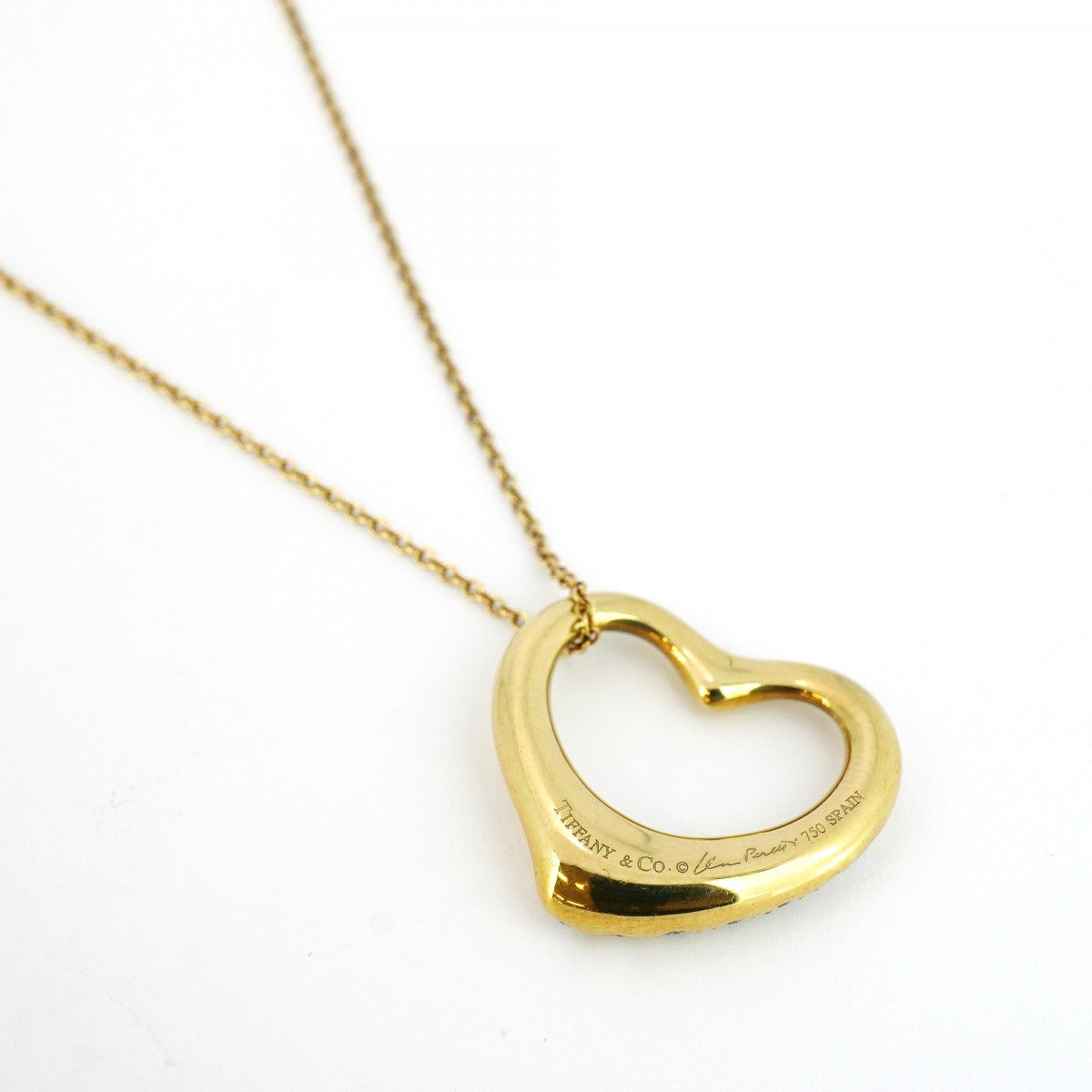 5jpb0494】ティファニー ネックレス オープンハート K18YG イエロー