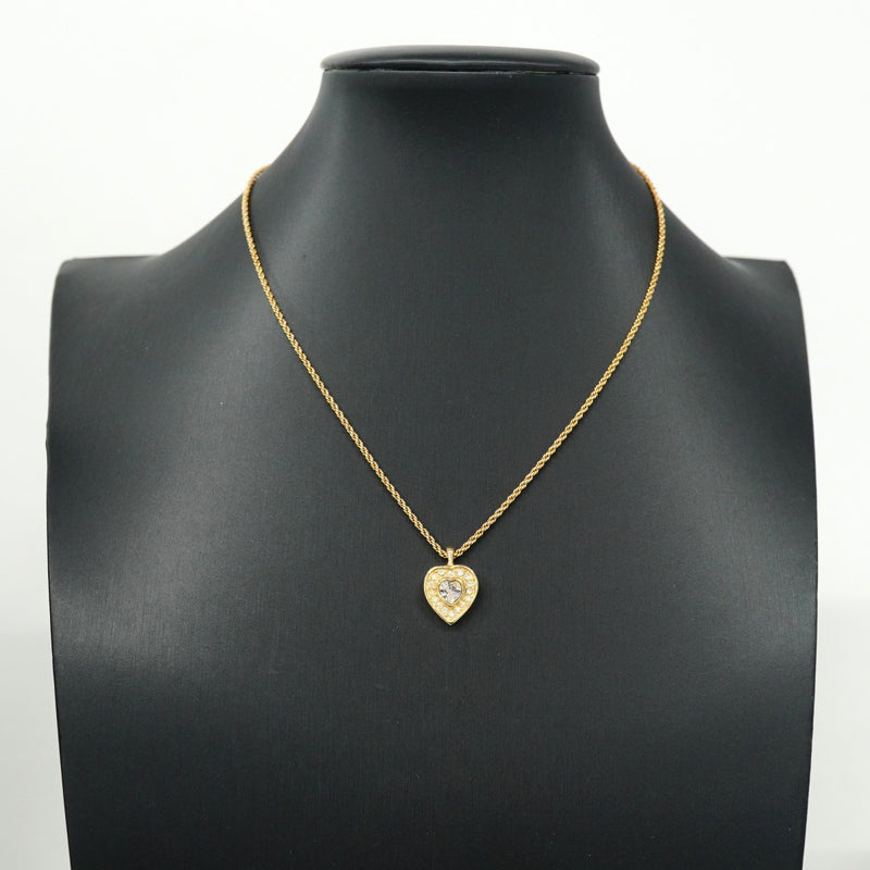 christian dior ネックレス　ハート　ラインストーン　ゴールド Christian Dior クリスチャンディオール ロゴ ハート ラインストーン